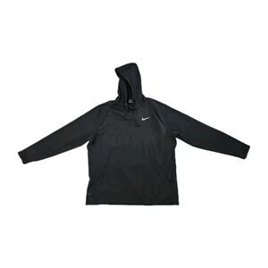 Nike Men's Dri Fit Black Hoodie Drawstring Long Sleeve Size XXL Swoosh Pockets